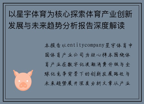 以星宇体育为核心探索体育产业创新发展与未来趋势分析报告深度解读 以星宇体育为核心探索体育产业创新发展与未来趋势分析报告深度解读